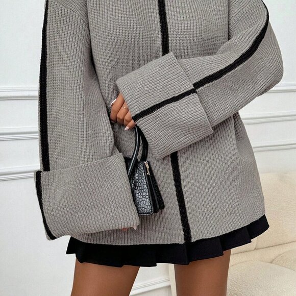 Fall Winter Women's Casual Fold Cuff Turtleneck Sweater top - Picture 5 of 6